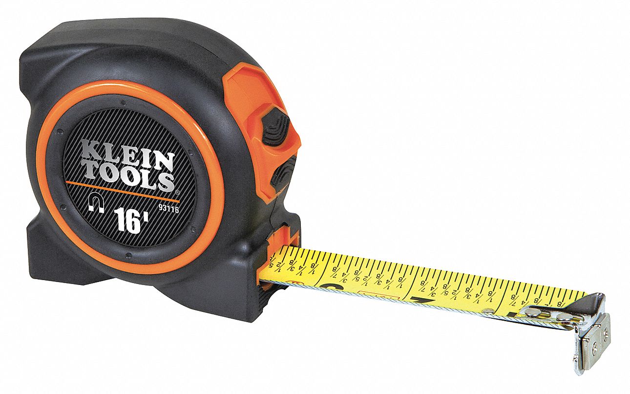 Measuring Tape, 1 In x 16 ft, Black/Orange