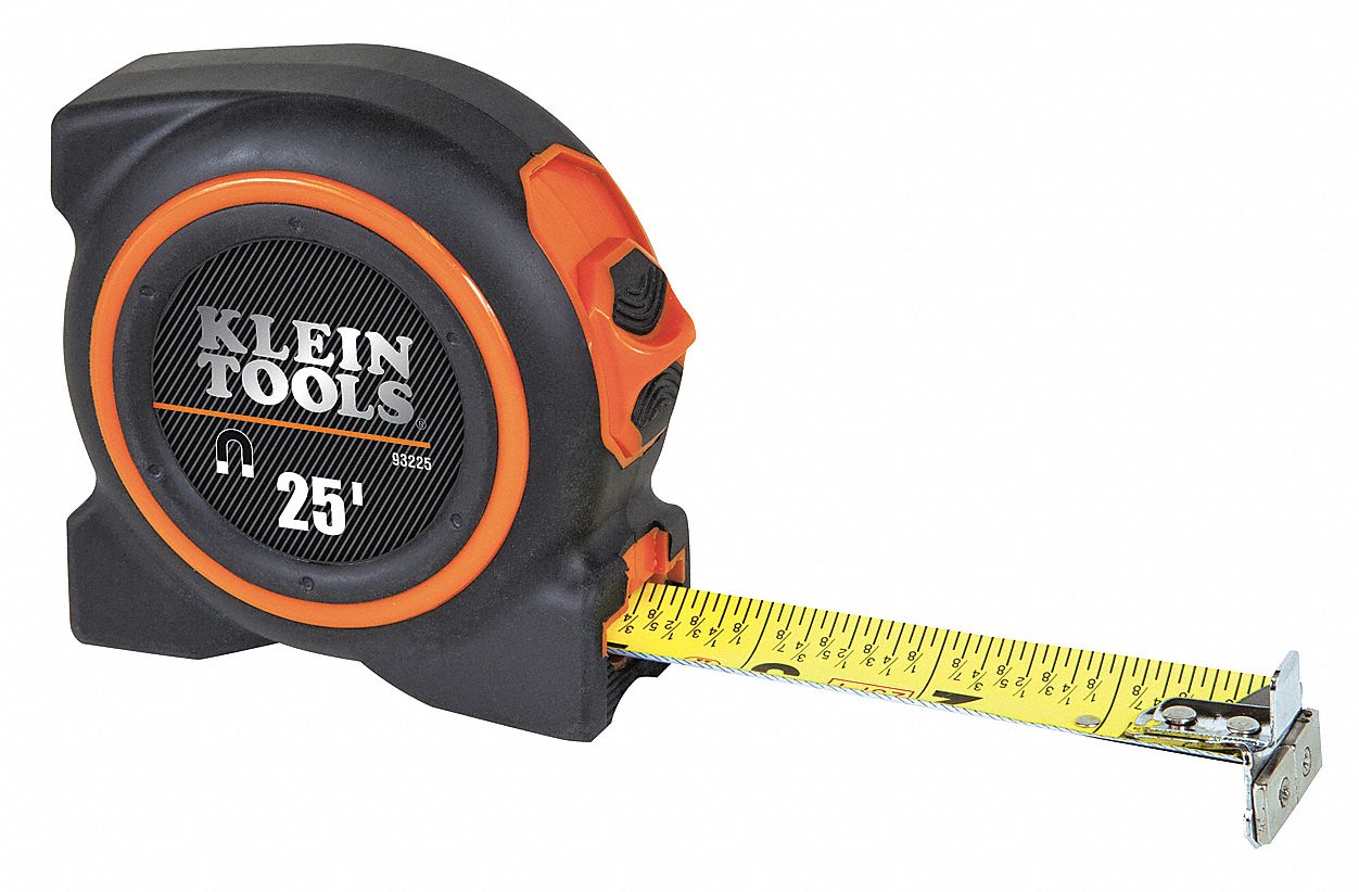 Measuring Tape, 1 In x 25 ft, Black/Orange
