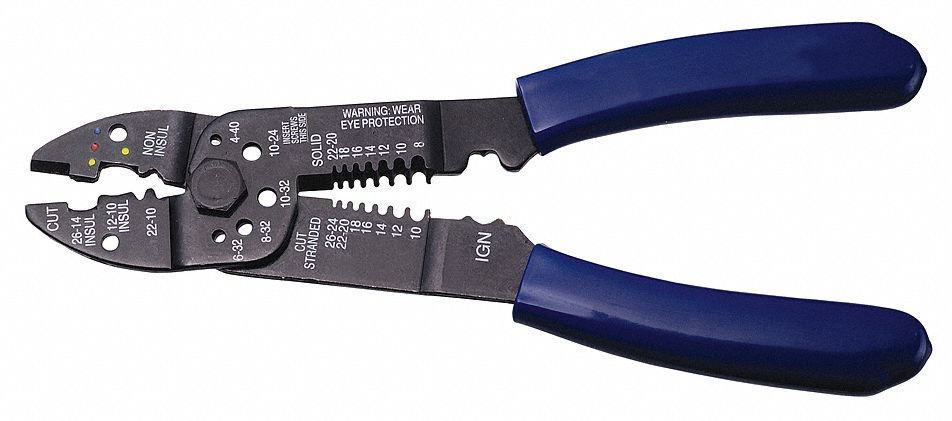 Crimping Tool, 6 Way, 8 1/4 In