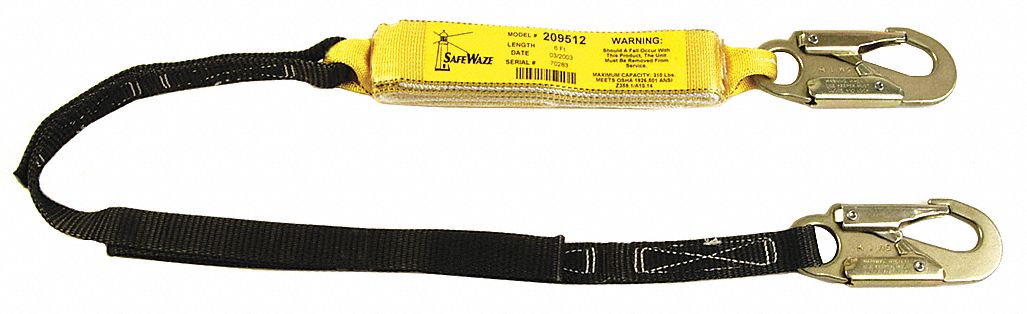 Lanyard, 1 Leg, Polyester, Black/Yellow