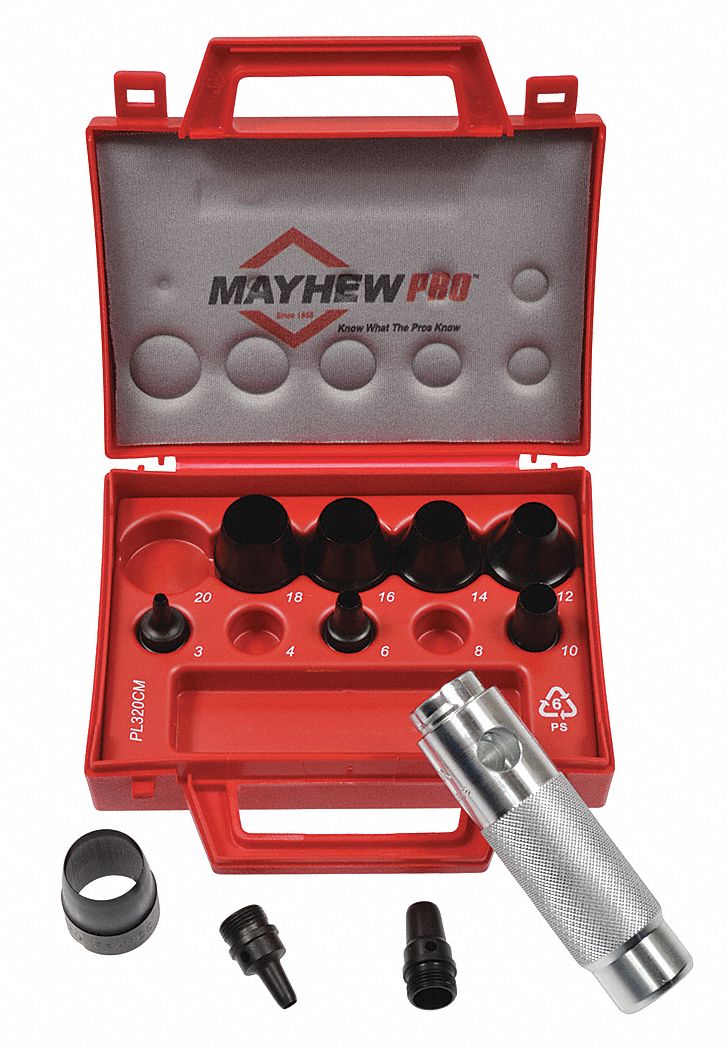 Hollow Punch Set, Metric, Alloy, 11 Pc