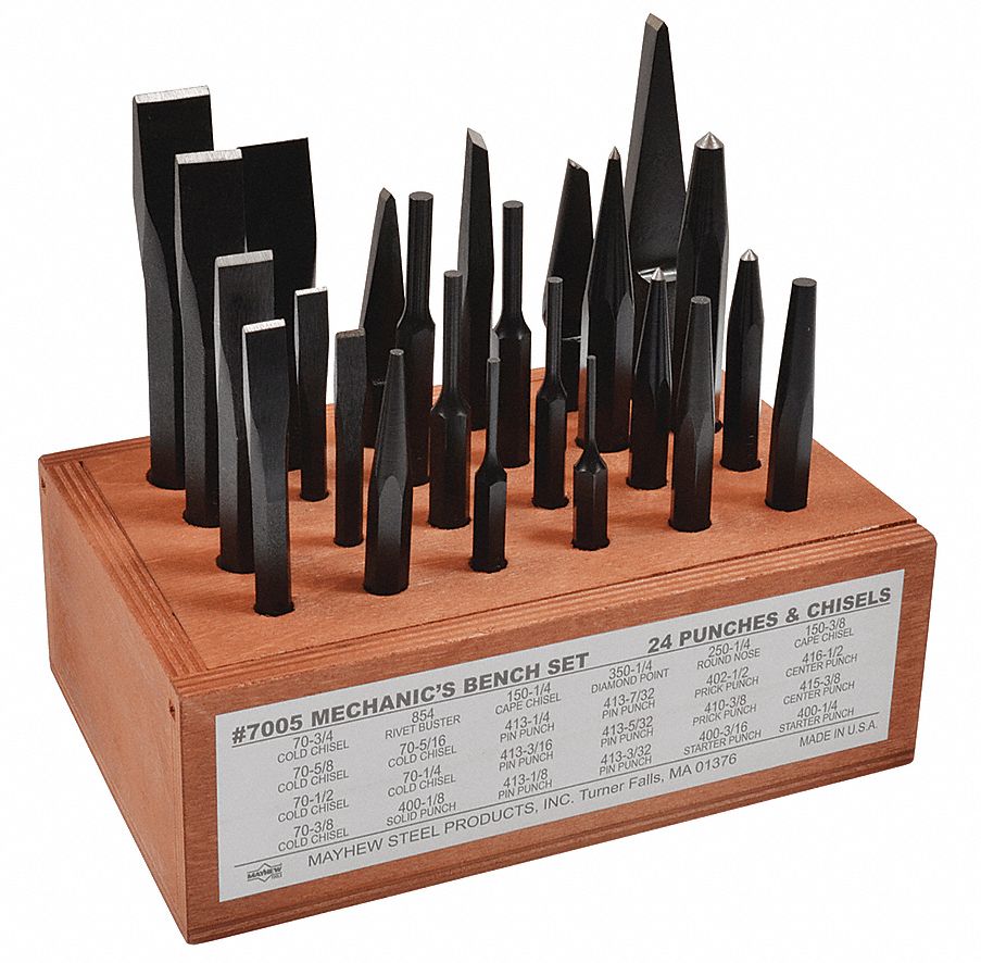Mechanics Punch and Chisel Set, SAE, 24 Pc