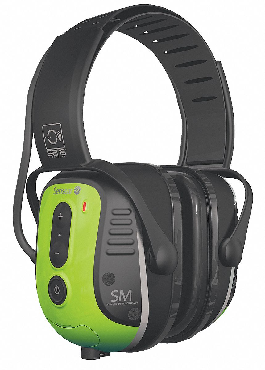 Electronic Ear Muff, Over-the-H, Grn
