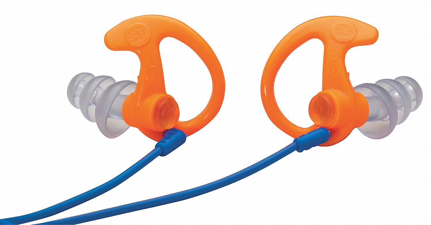 Full Block Ear Plugs, Org/Blue, 26dB, M, PR