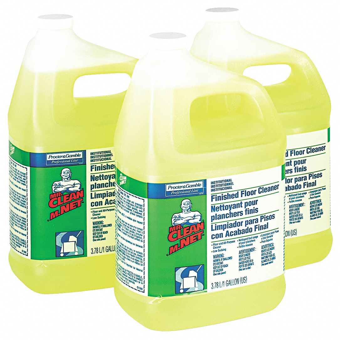 Floor Cleaner, 1 gal., Lemon, Yellow, PK3