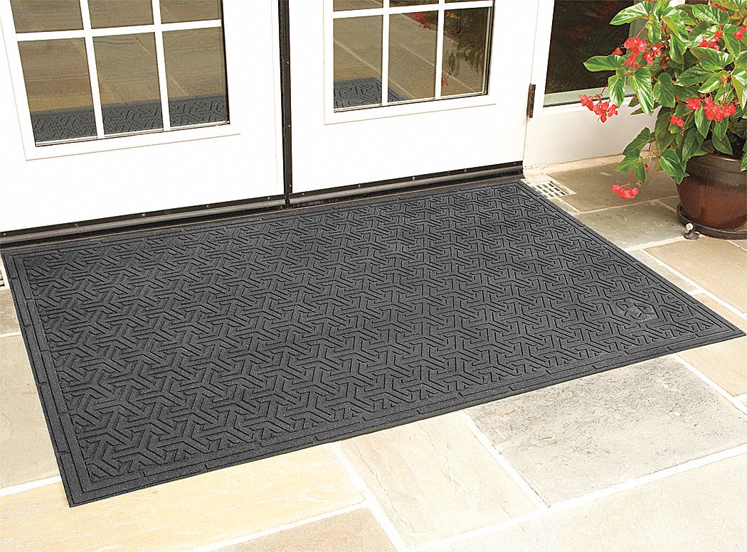 Entry Mat, Rubber, Black, 3x5 ft.