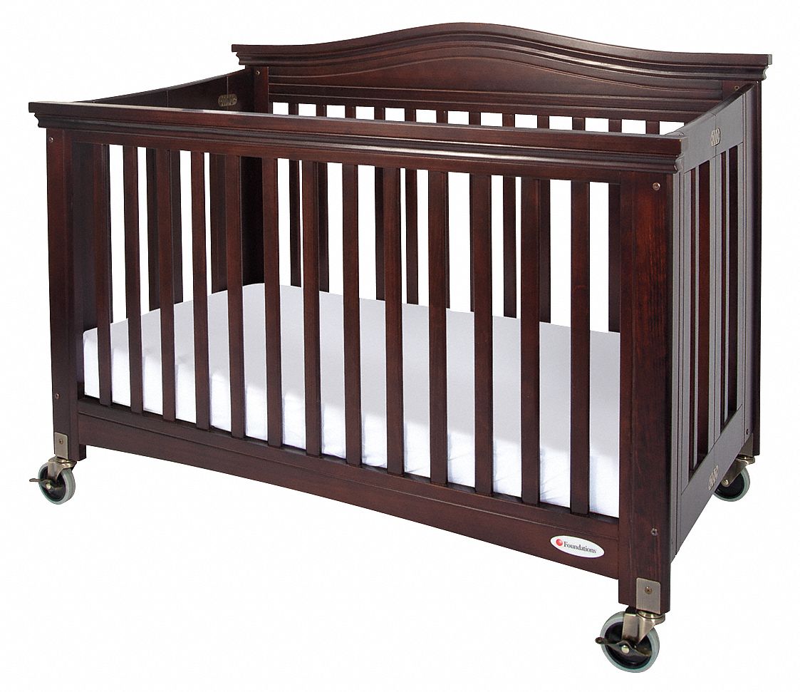 Folding Crib, Cherry, 3 In Mattress