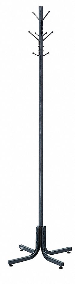 Coat Rack, Steel, Black, 70 In.