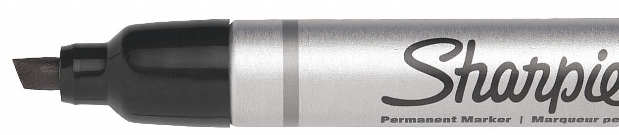 Permanent Marker, Chisel, Black, PK 12