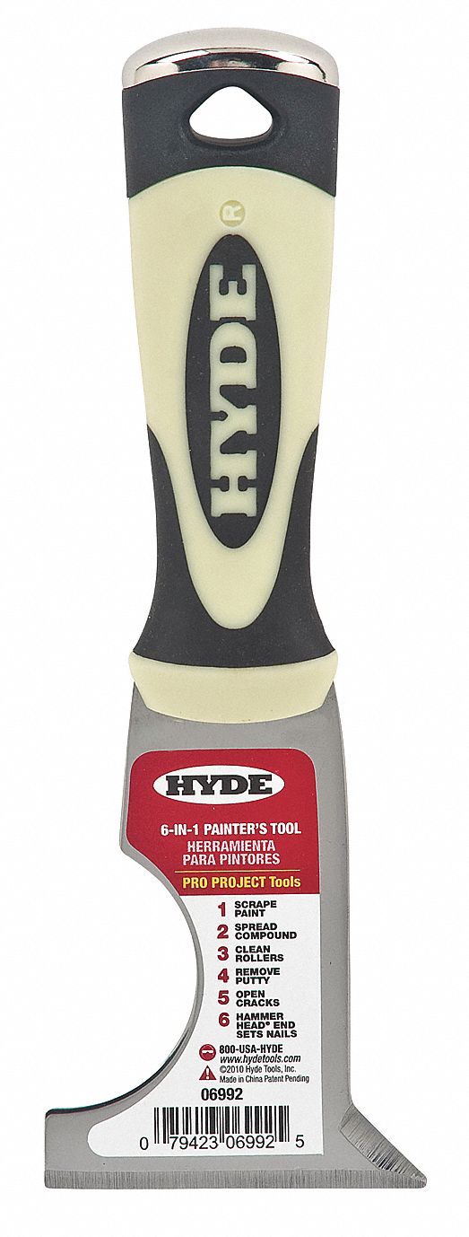 6-in-1 Painters Tool, Stiff, Stl, 2-1/2 In