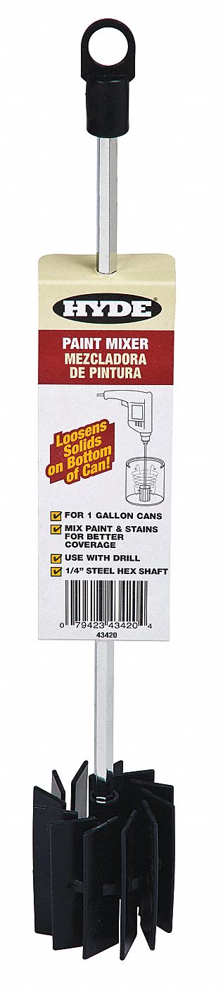 Paint Mixer, 1/4 Dia, 11 In L, 1 Gallon