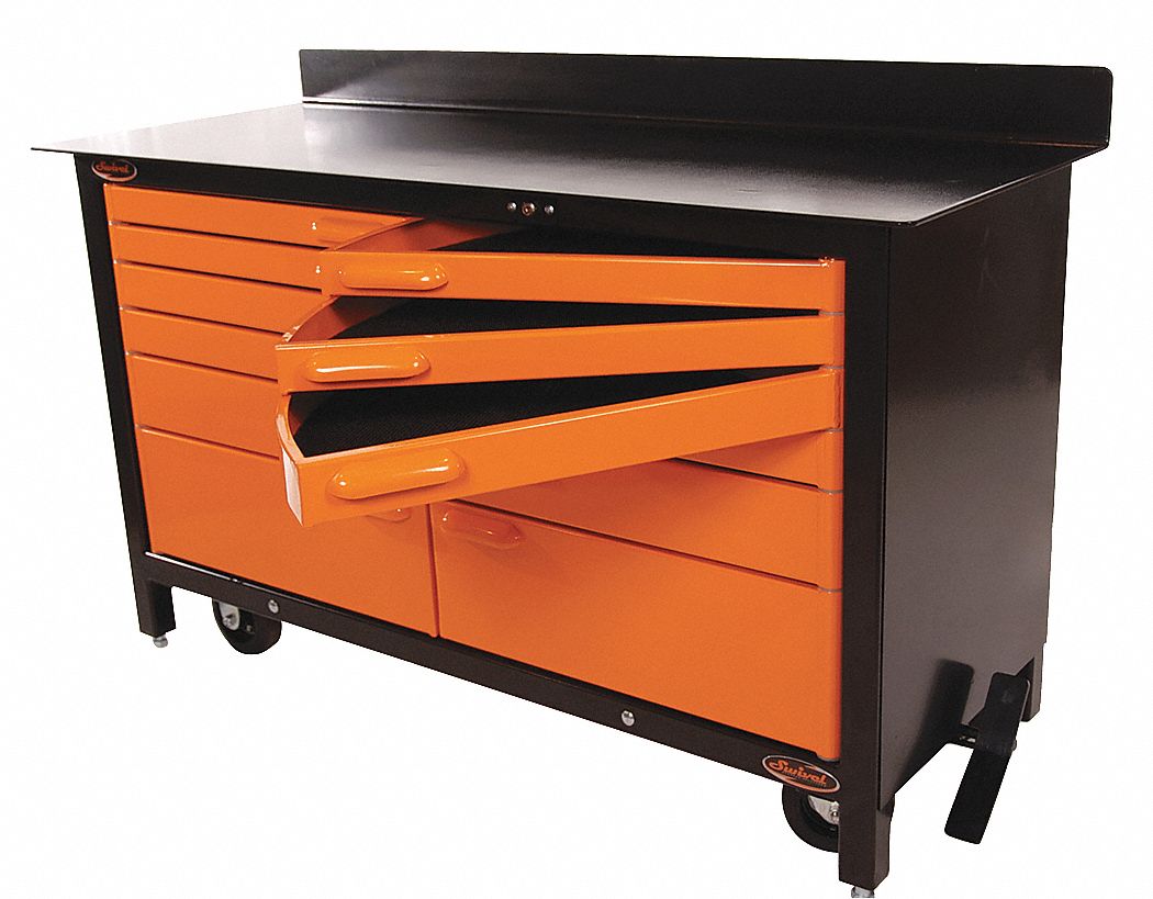 Rolling Workbench, 60x24.25x39.25, 12 Drwr