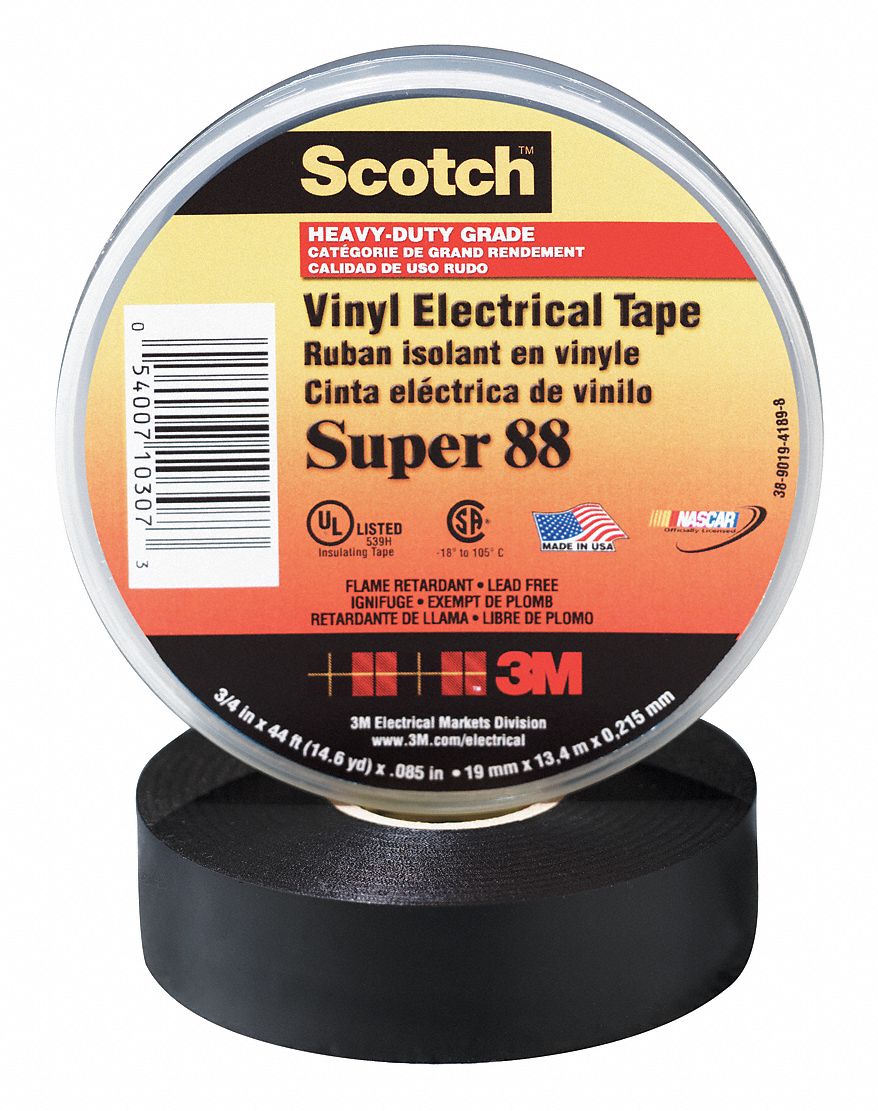 Electrical Tape, 3/4 x 66ft, 8.5 mil, Black