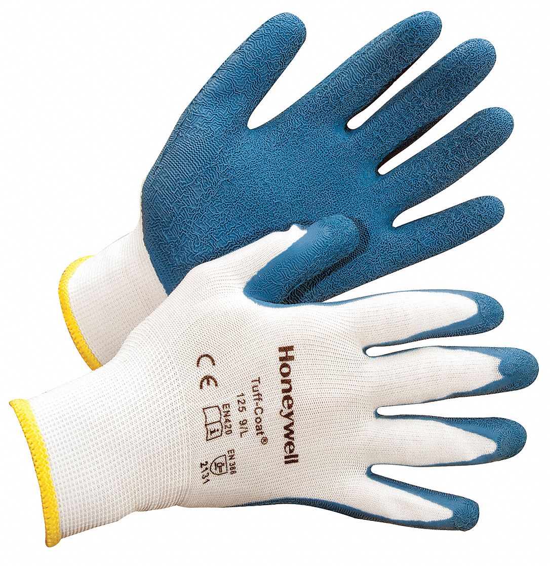 Coated Gloves, L, Blue/White, PR