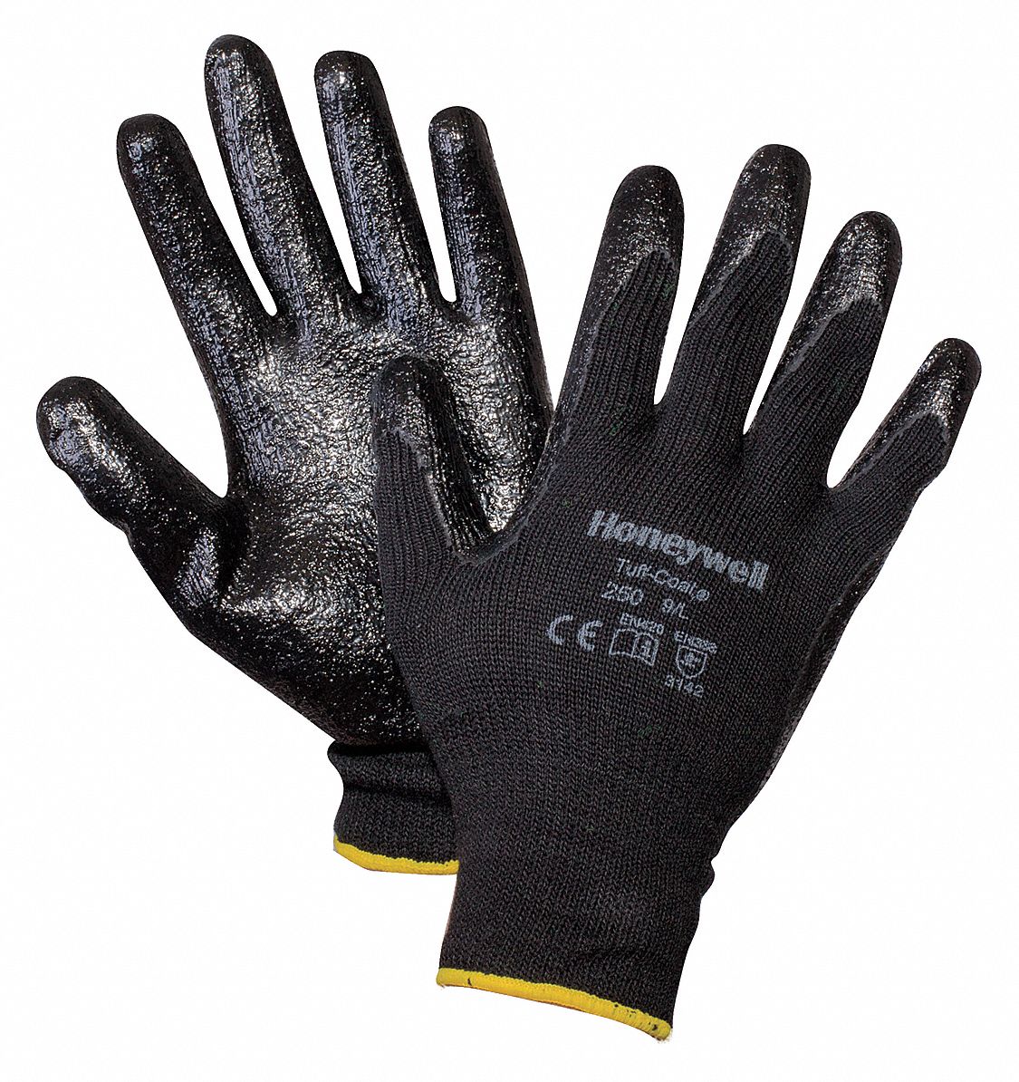 Coated Gloves, L, Black, PR
