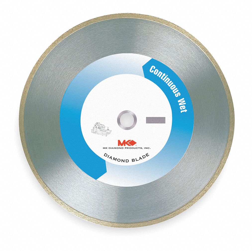 Diamond Saw Bld, Wet, Cntnus Rim, 10 In Dia