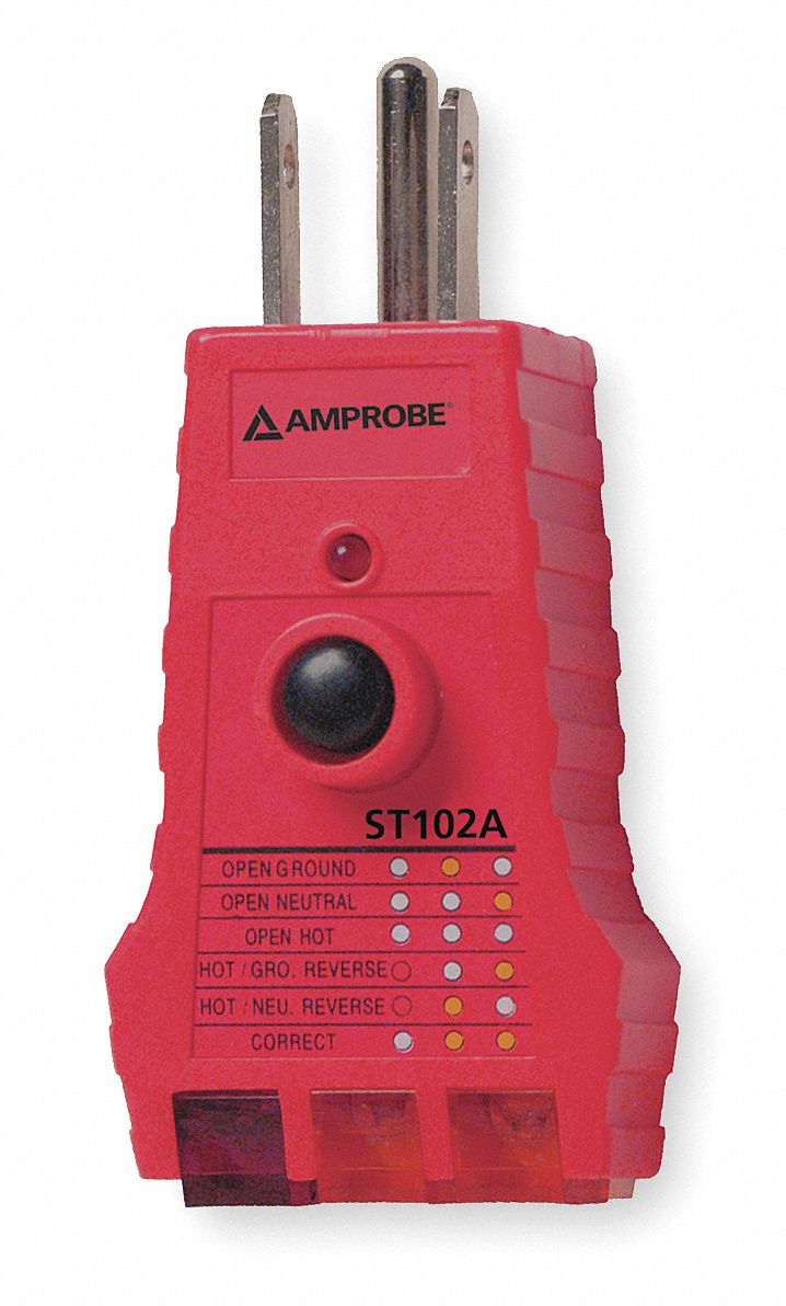Receptacle Tester with GFCI, 110to 125VAC
