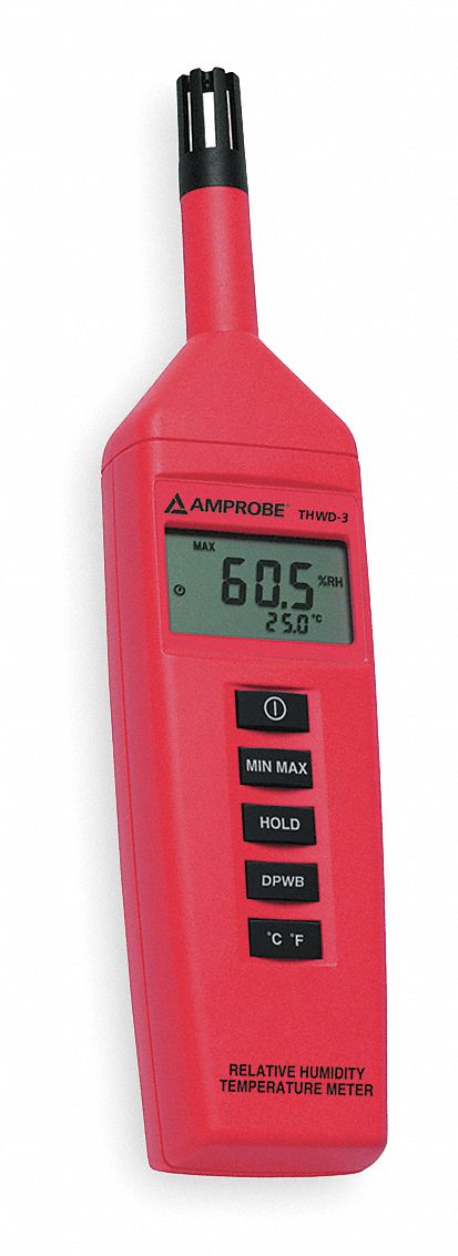 Temp/Humdty Meter, 0 to 100% Rel Hum Rnge