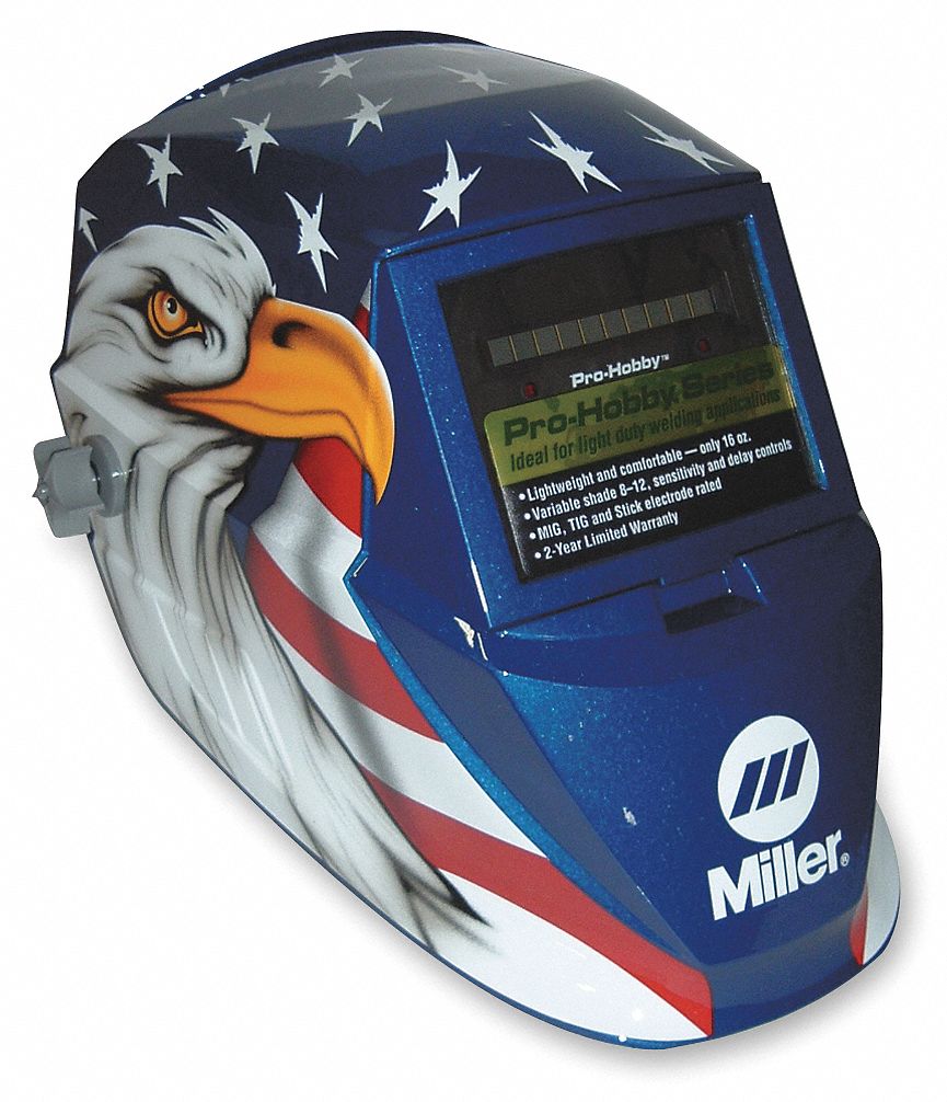 Welding Helmet, Blue w/ Eagle, Shade 8-12