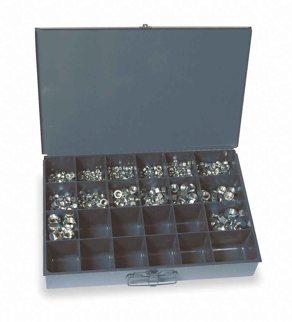 Hex Locknut Assortment, SS, 242Pcs, 16Sz