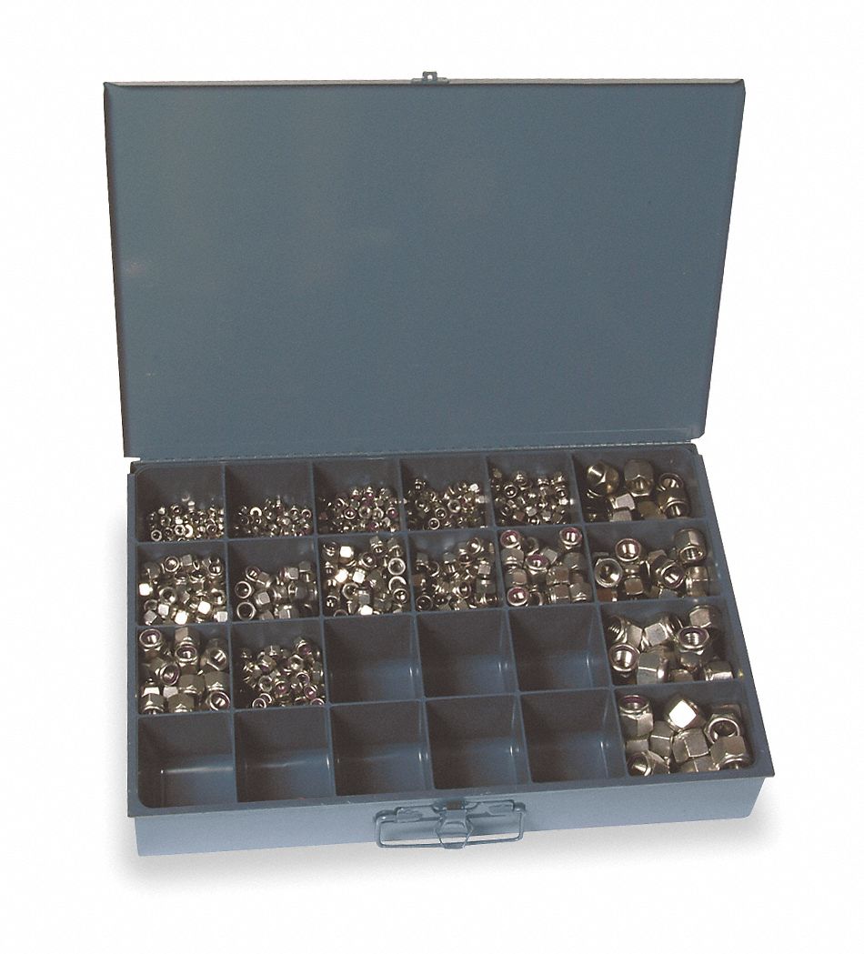 Hex Locknut Assortment, 1090Pcs, 16sz, SS