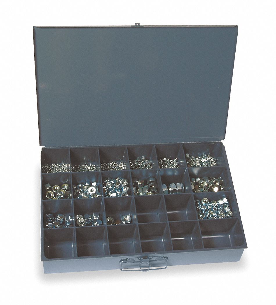 Hex Locknut Assortment, 930Pcs, 16Sz, Zinc