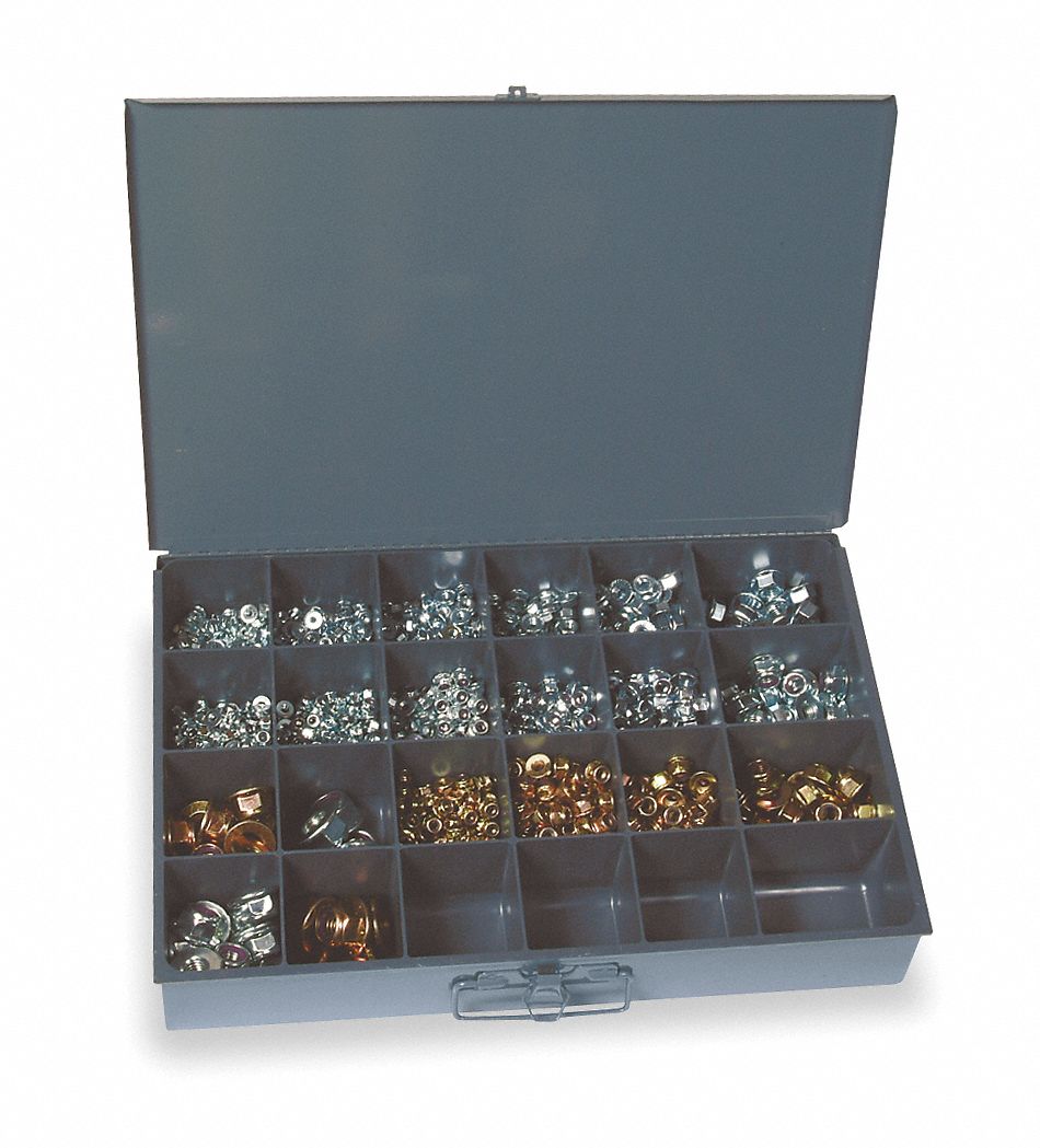 Hex Locknut Assortment, Flange, 1255Pcs