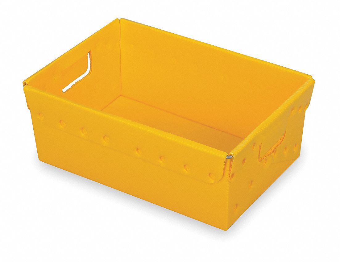 Nestable Tote, L 18 3/8, Yellow, PK 6