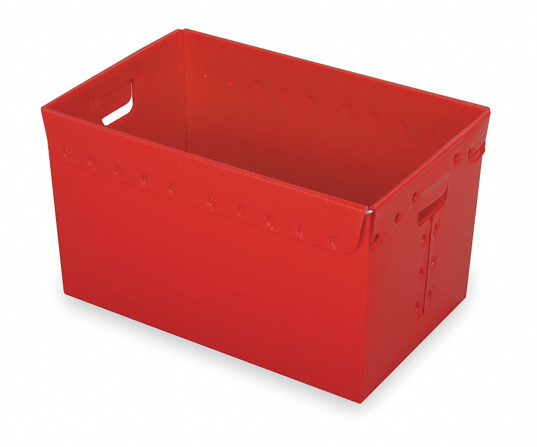 Nestable Tote, L 23 5/8, Red, PK 3