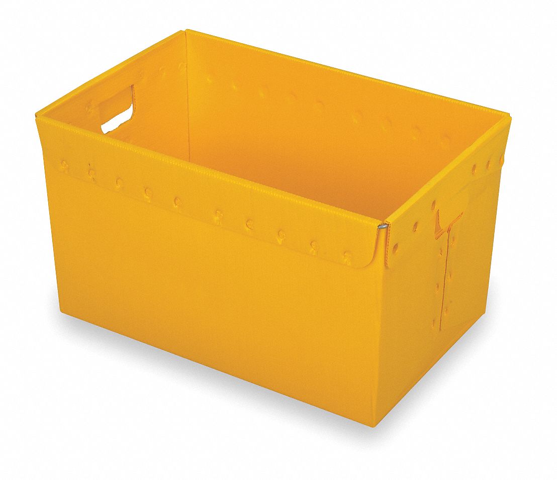 Nestable Tote, L 23 5/8, Yellow, PK 3