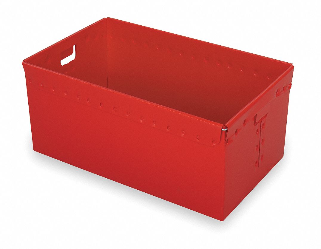 Nestable Tote, L 30 5/8, Red, PK 3