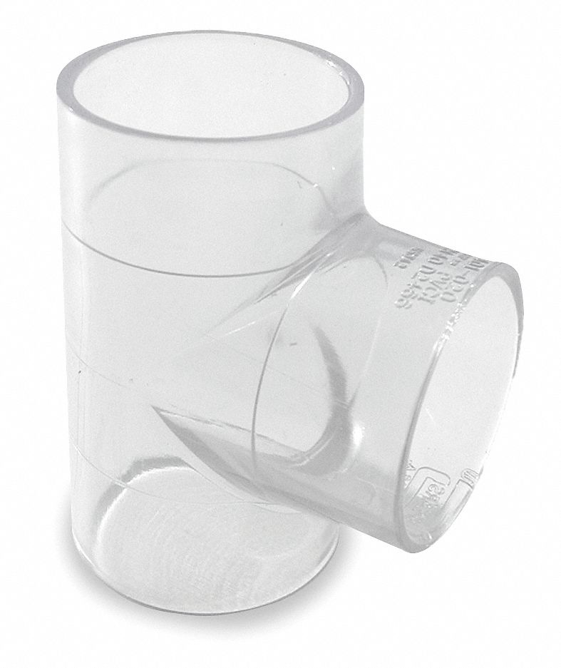 Tee, 2 In, Solvent, PVC, Clear