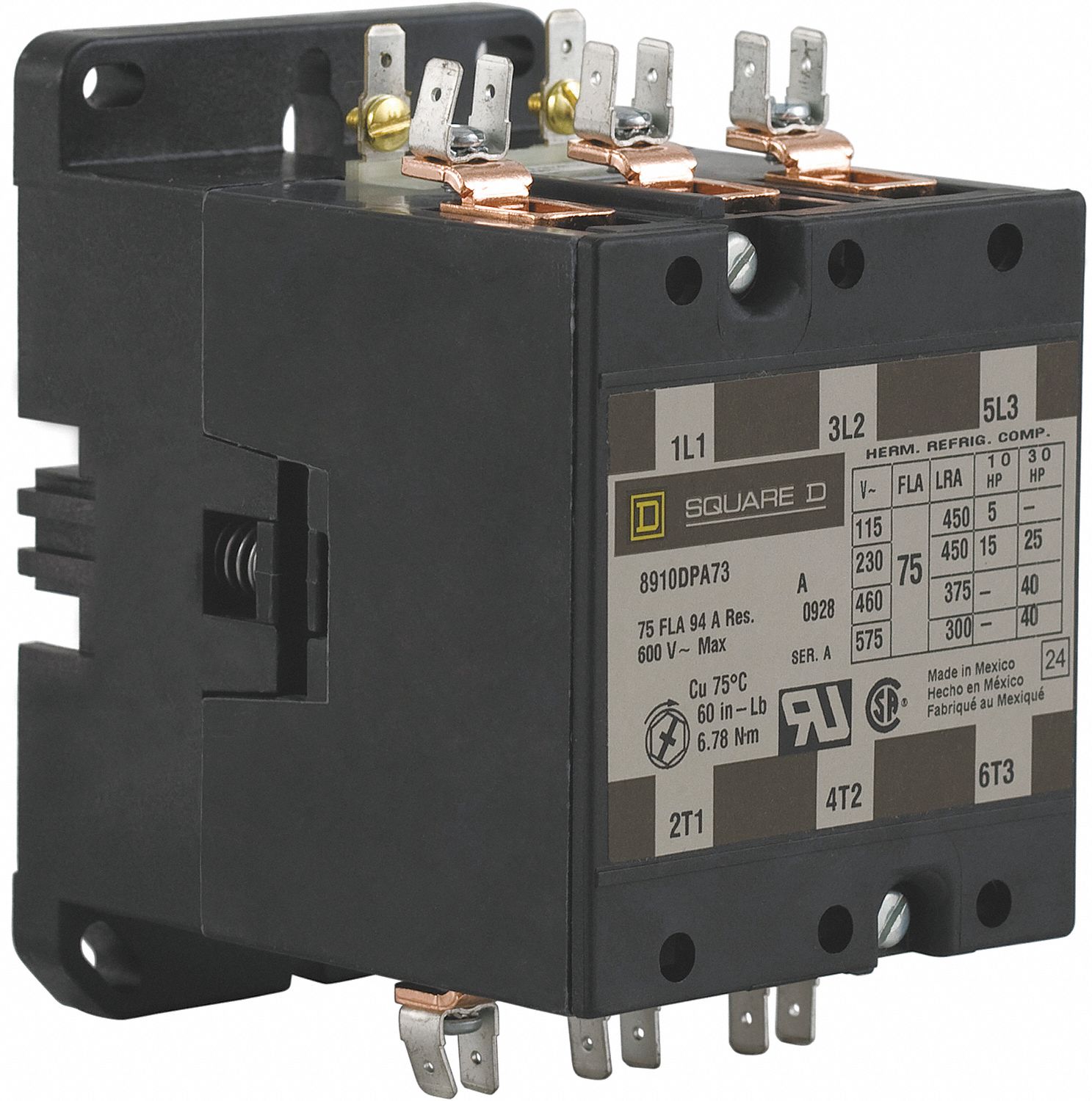 DP Contactor, 120VAC, 75A, Open, 3P