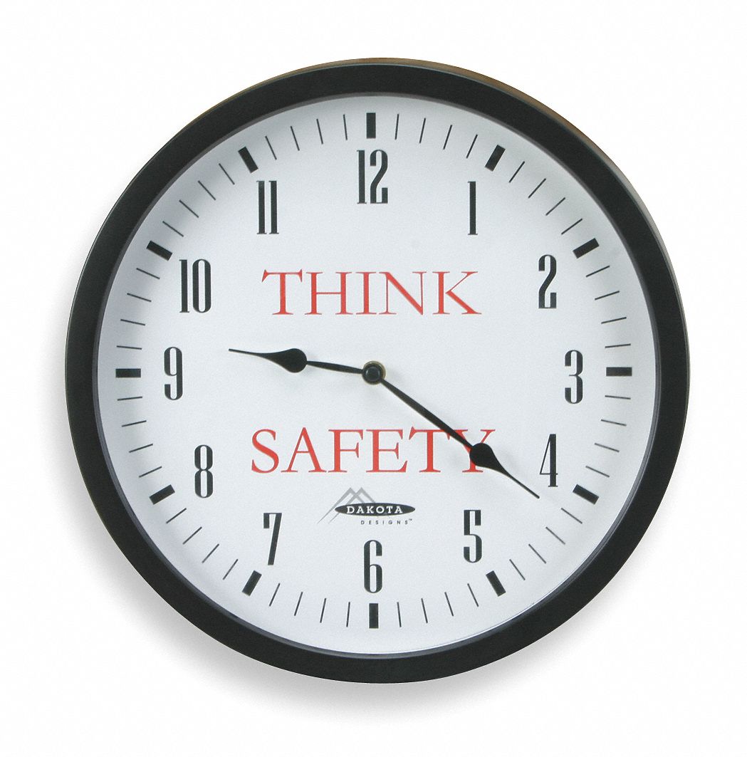 Clock, Rnd, Analog, 14 3/8in, Blk