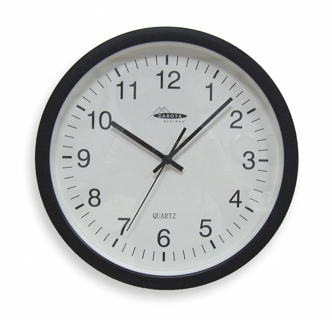 Clock, Rnd, Anlg, 13 3/4in, Wall, Blk