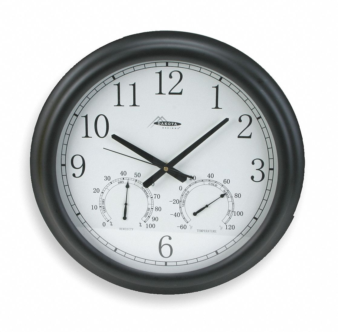 Thermo-Hygrometer Clock, 18in, Blk