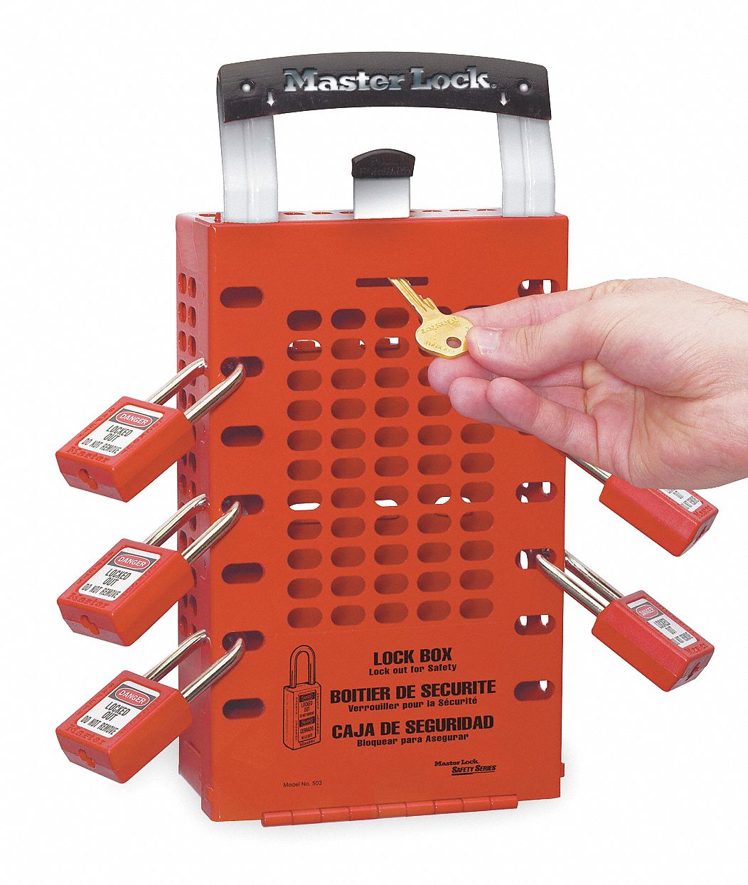 Group Lockout Box, 14 Locks Max, Red