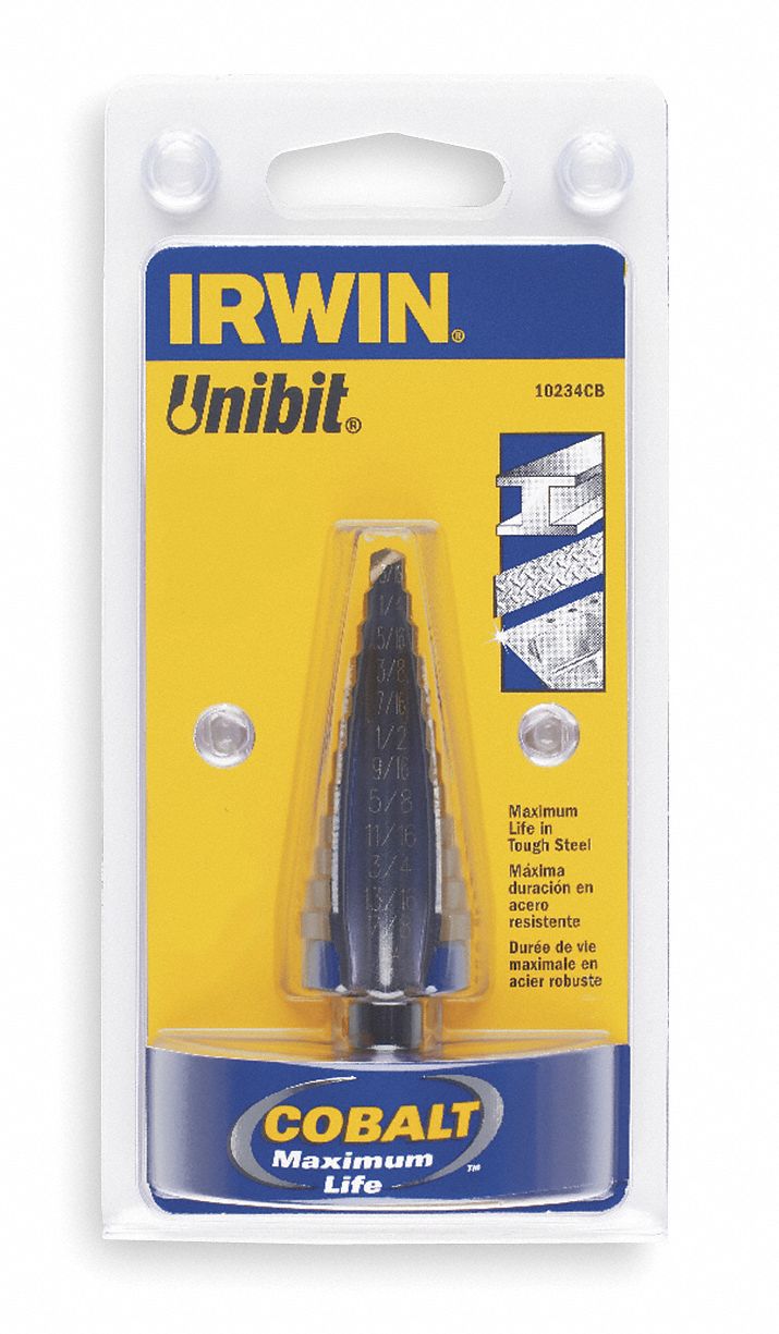 Cobalt Step Drill Bit, 9/16-1 In X 1/8