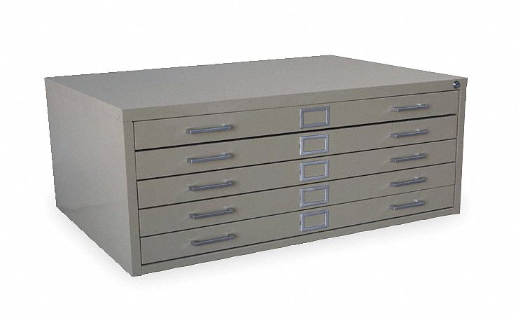 Cabinet, Flat File, 5 Drawer, Putty