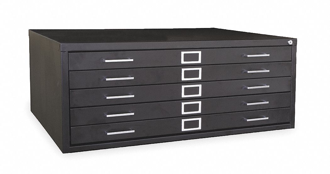 Cabinet, Flat File, 5 Drawer, Black