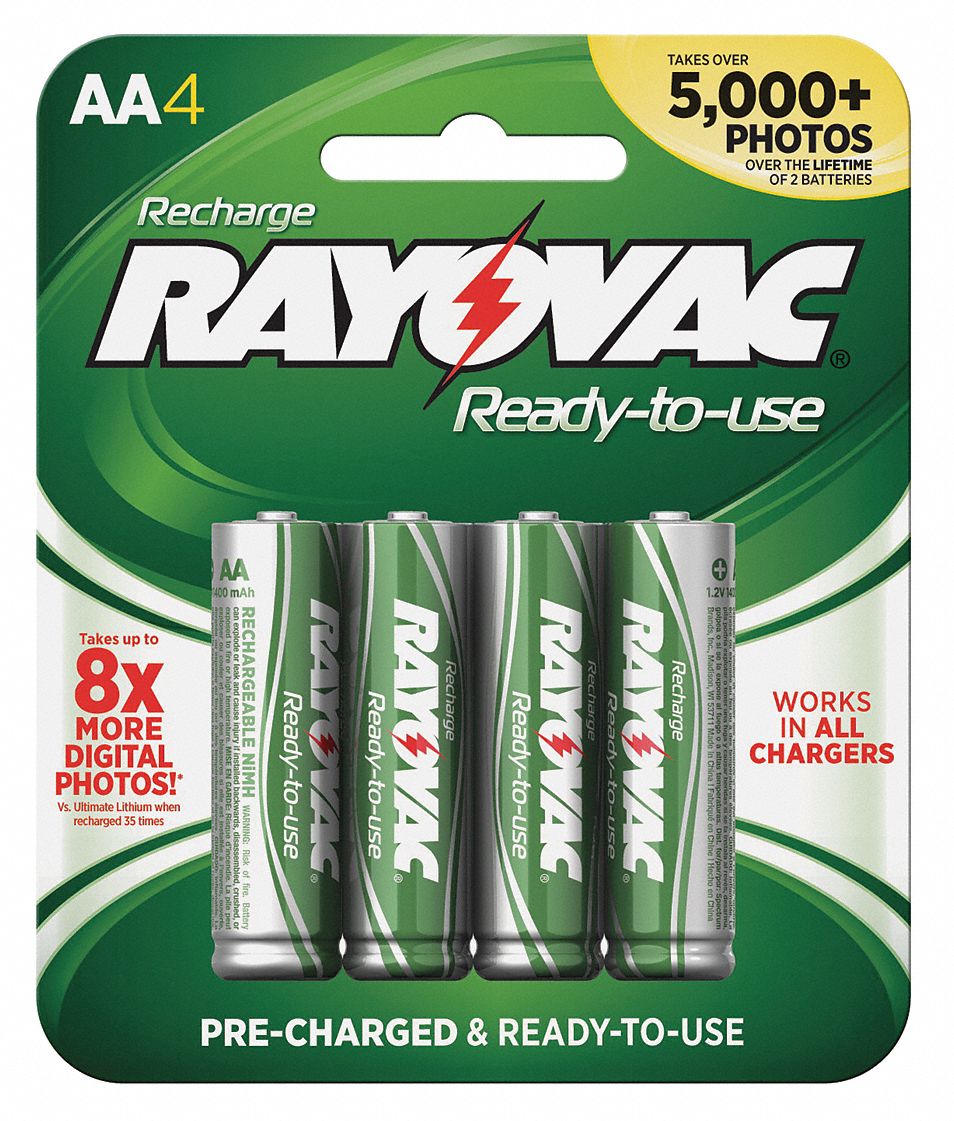 Rechargeable Battery, 1350mAh, AA, PK 4