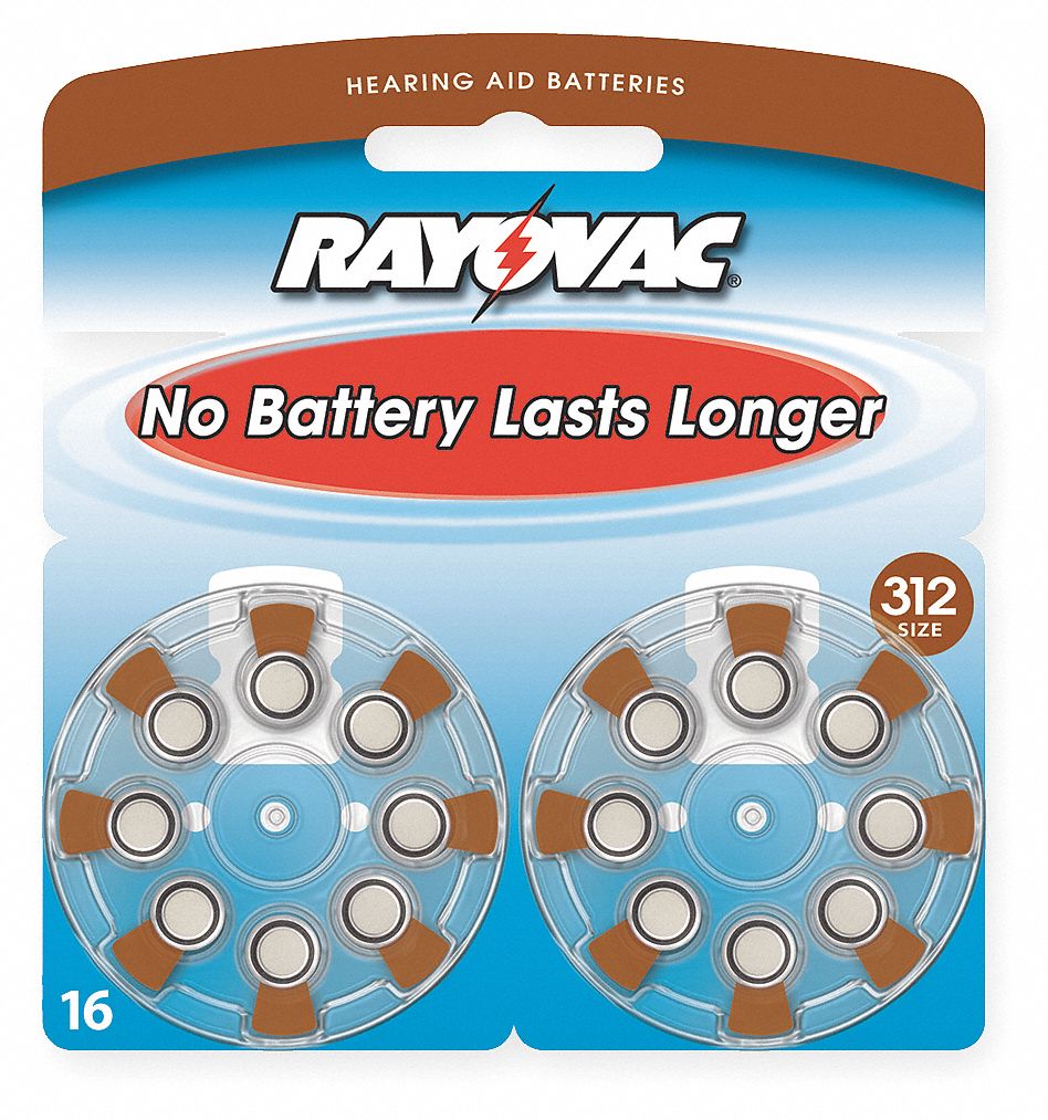 Hearing Aid Battery, Size 312, Brown, PK16