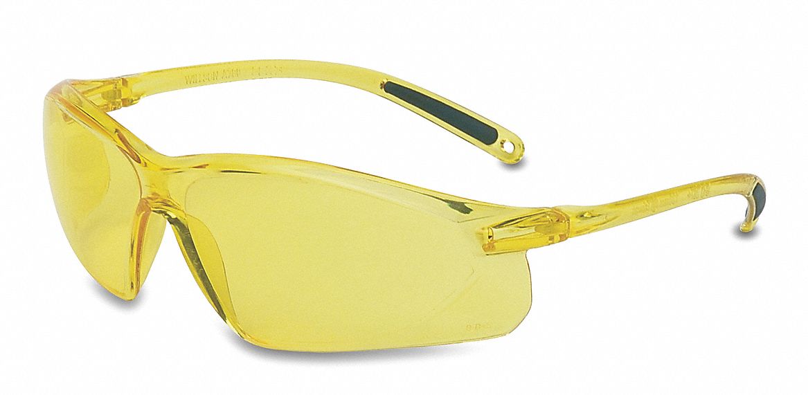 Safety Glasses, Amber, Scratch-Resistant