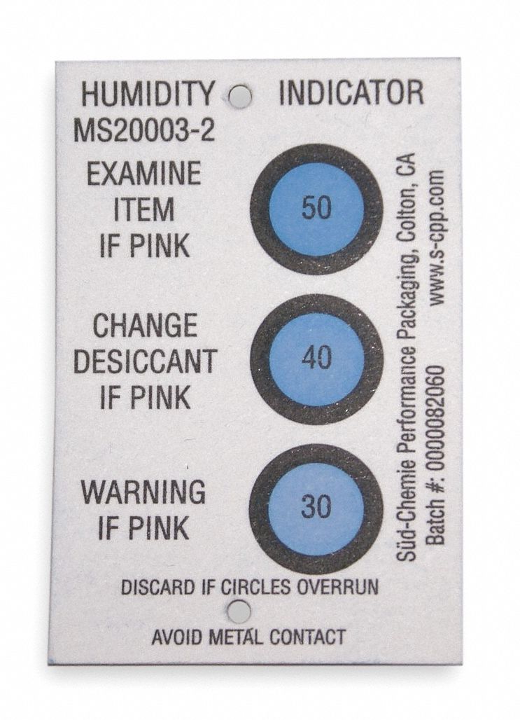 Humidity Indicator, 3 x 2 In. Card, PK125