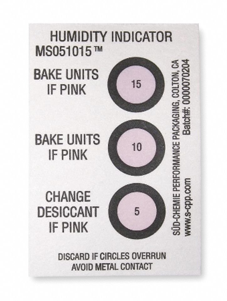 Humidity Indicator, 3 x 2 In. Card, PK125