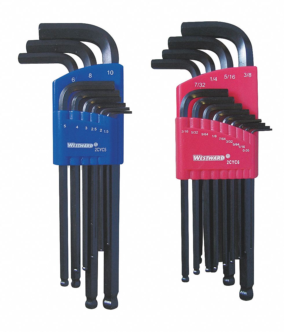 Ball End Hex Key St, 0.05-3/8 In, 1.5-10mm
