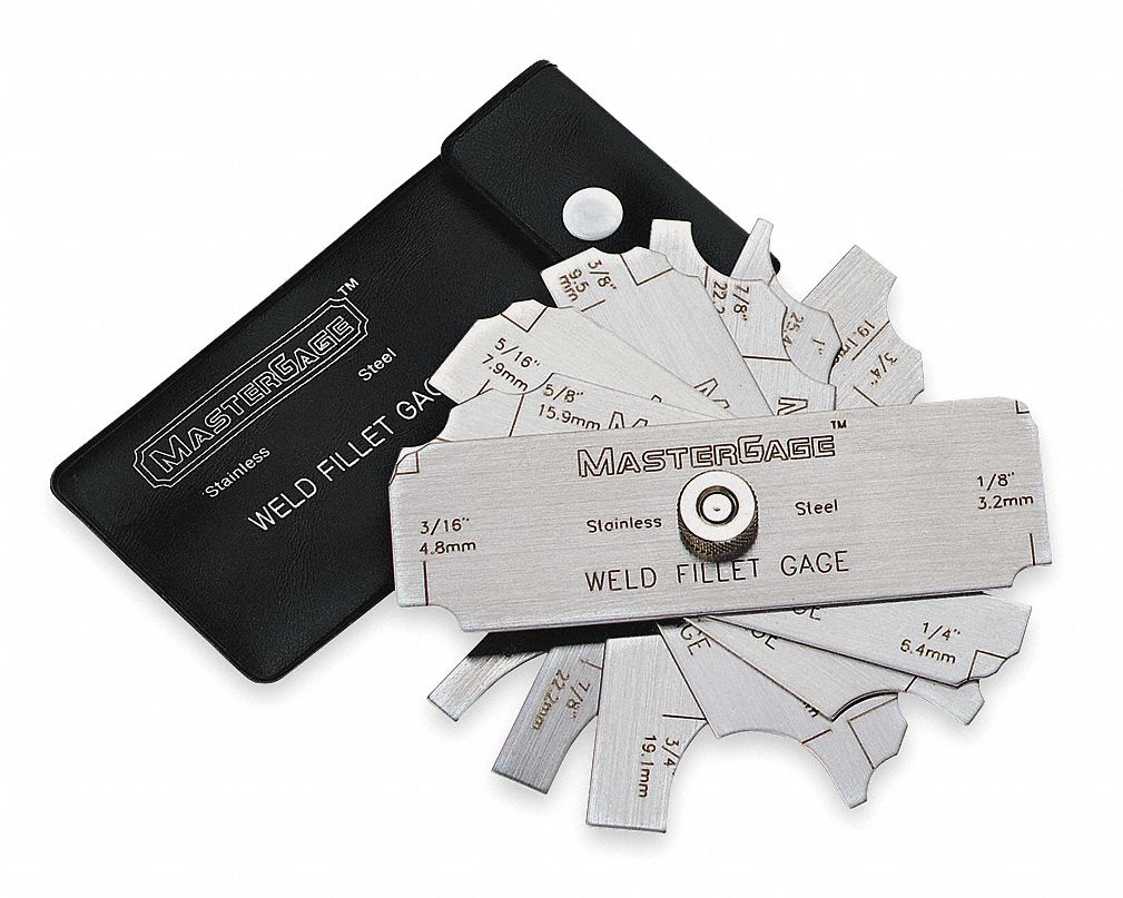 Fillet Weld Gage, 7 Blades 1/8 to 1 In