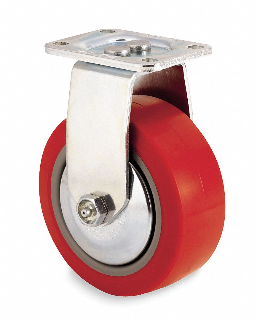 Rigid Plate Caster, 650 lb, 5 In Dia