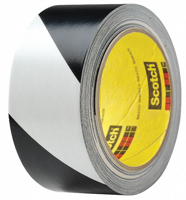 Marking Tape, Roll, 3In W, Black/White, PK12