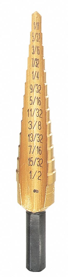 TiN Step-Drill Bit, 13 incre